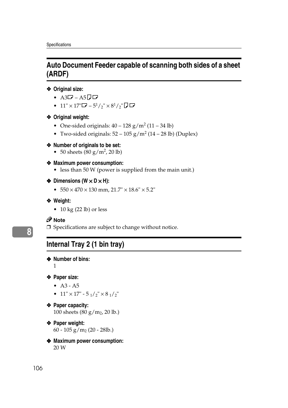 Internal tray 2 (1 bin tray) | Ricoh Aficio 2018D User Manual | Page 118 / 814