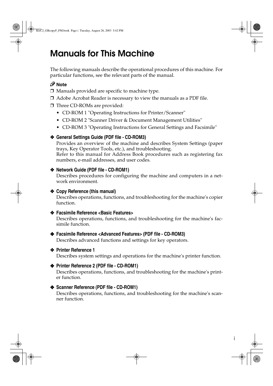 Manuals for this machine | Ricoh Aficio 2018D User Manual | Page 133 / 814