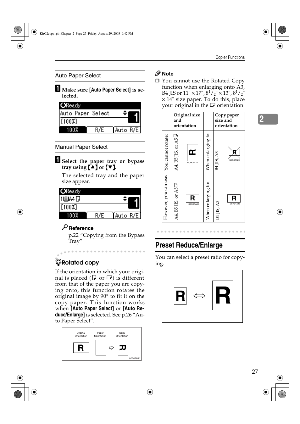 Preset reduce/enlarge | Ricoh Aficio 2018D User Manual | Page 165 / 814