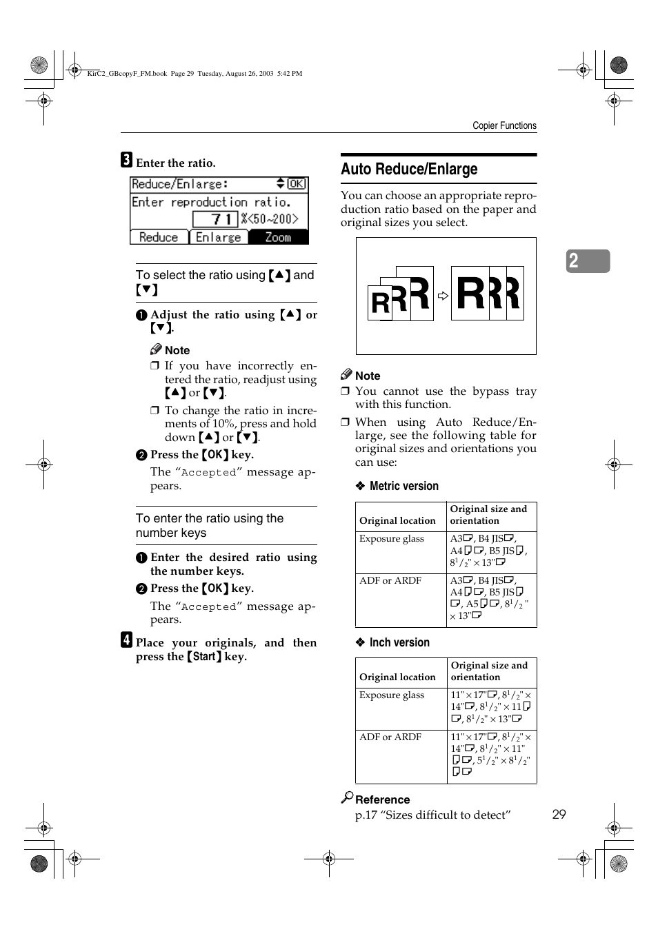 Auto reduce/enlarge | Ricoh Aficio 2018D User Manual | Page 167 / 814