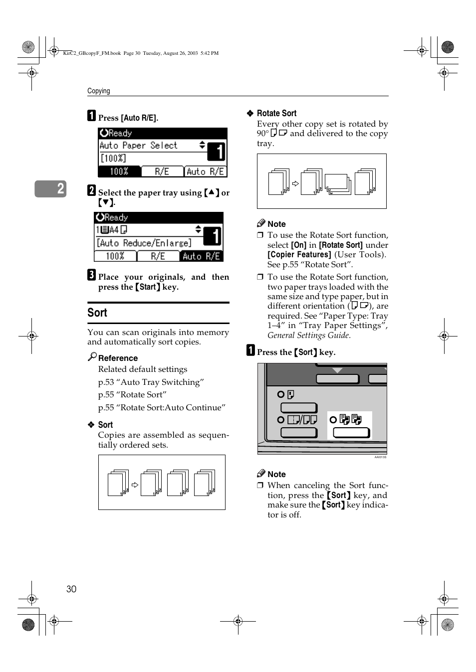 Sort | Ricoh Aficio 2018D User Manual | Page 168 / 814