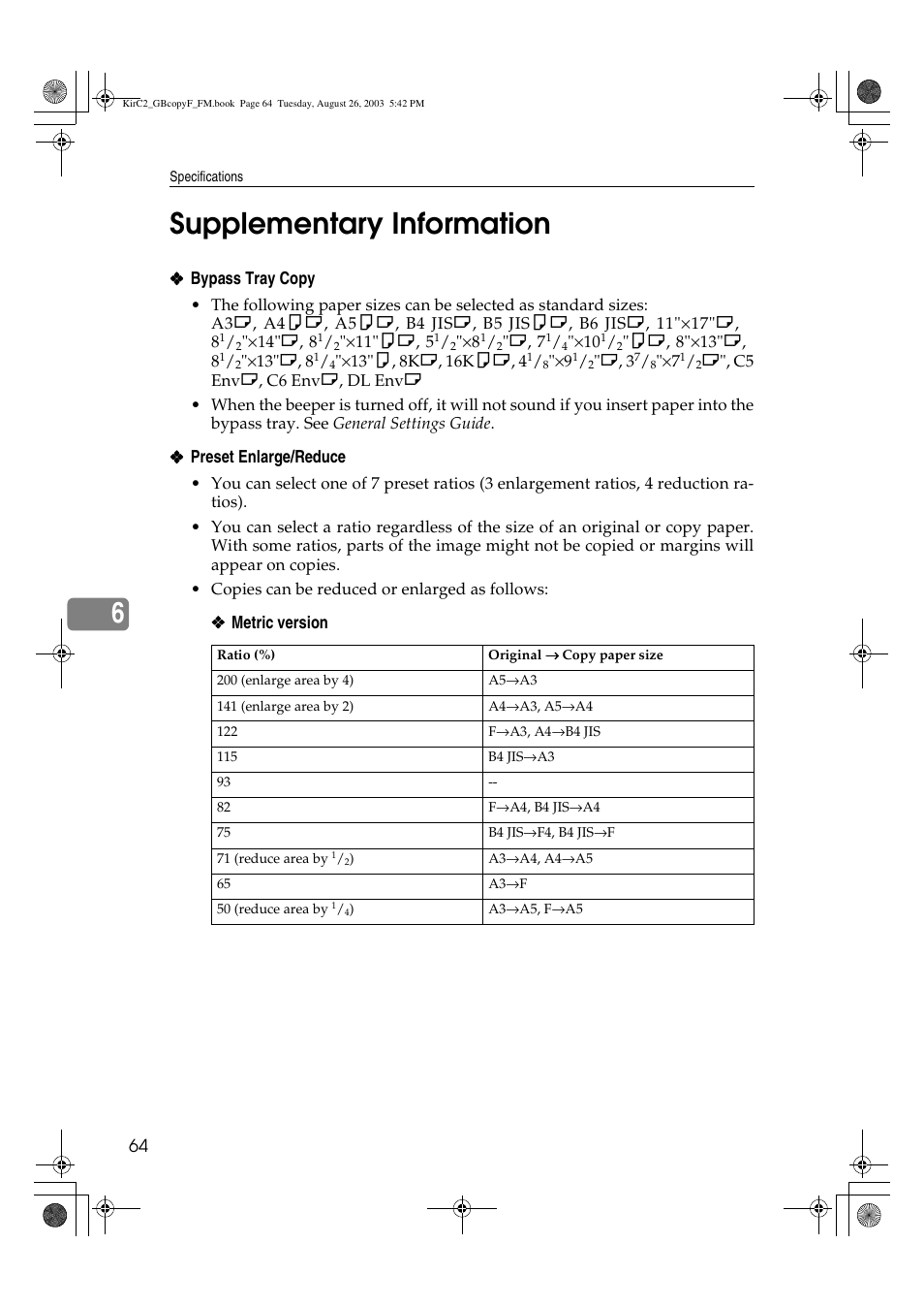 Supplementary information, 6supplementary information | Ricoh Aficio 2018D User Manual | Page 202 / 814