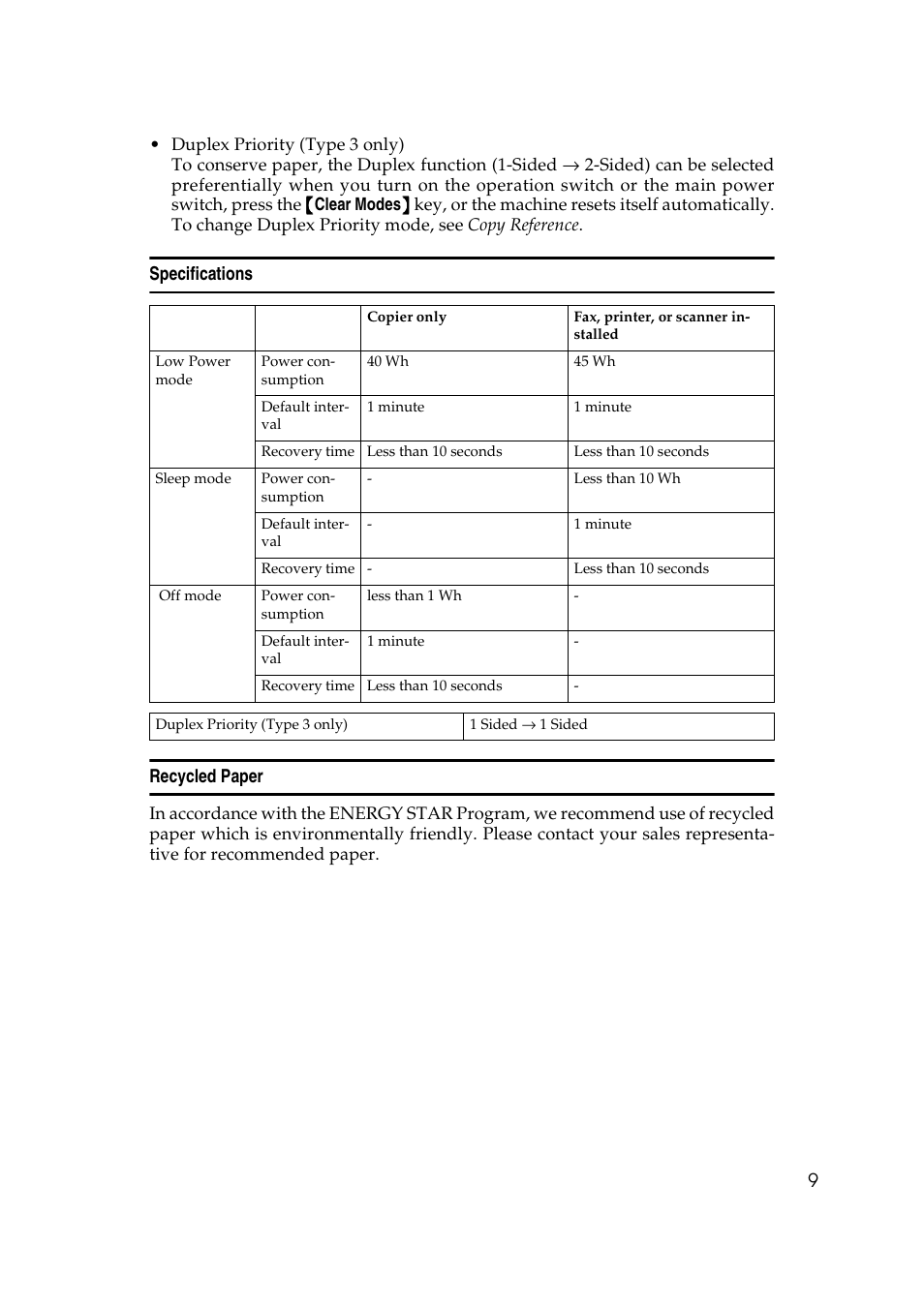 Specifications, Recycled paper, Specifications recycled paper | Ricoh Aficio 2018D User Manual | Page 21 / 814