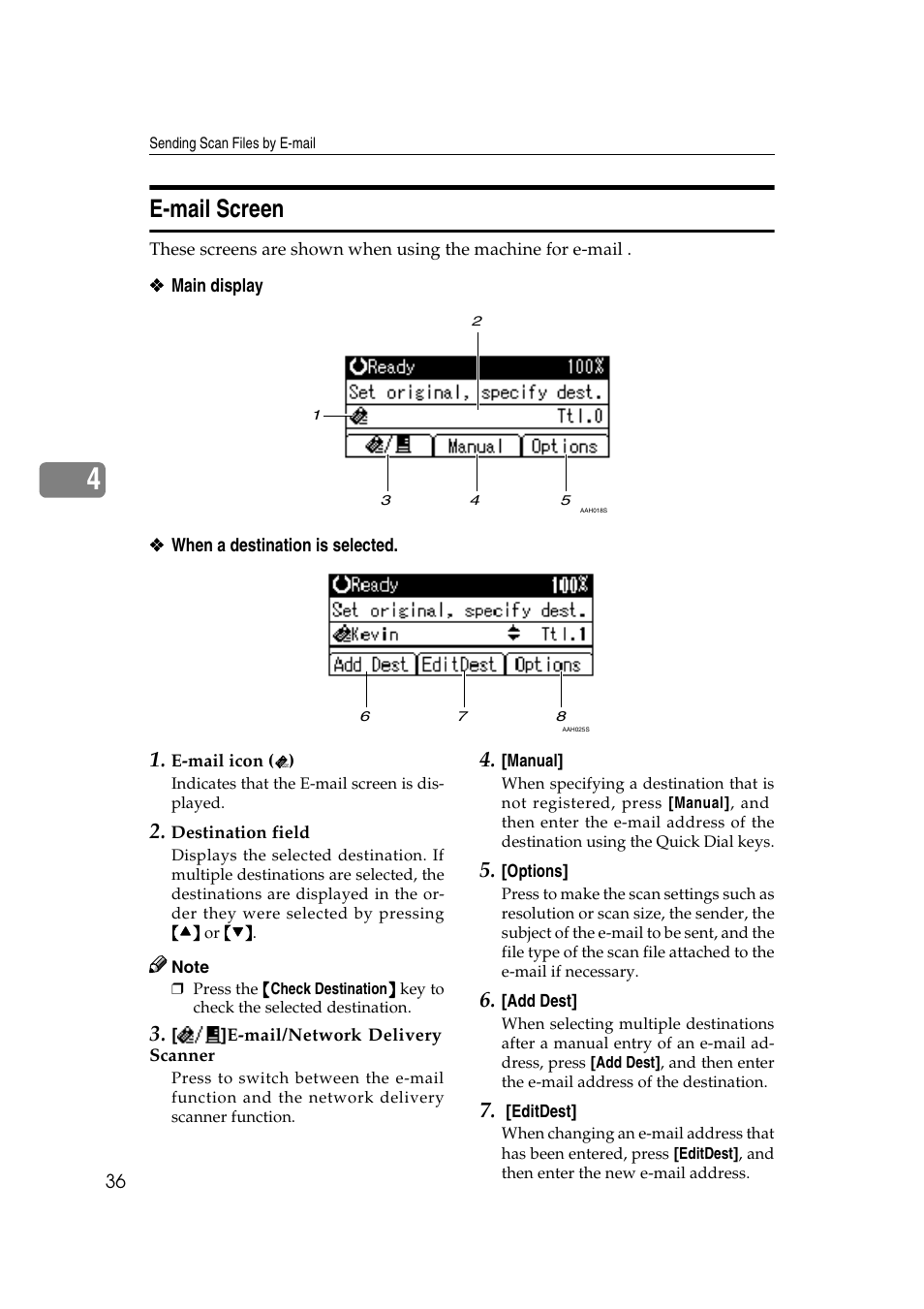 E-mail screen | Ricoh Aficio 2018D User Manual | Page 252 / 814