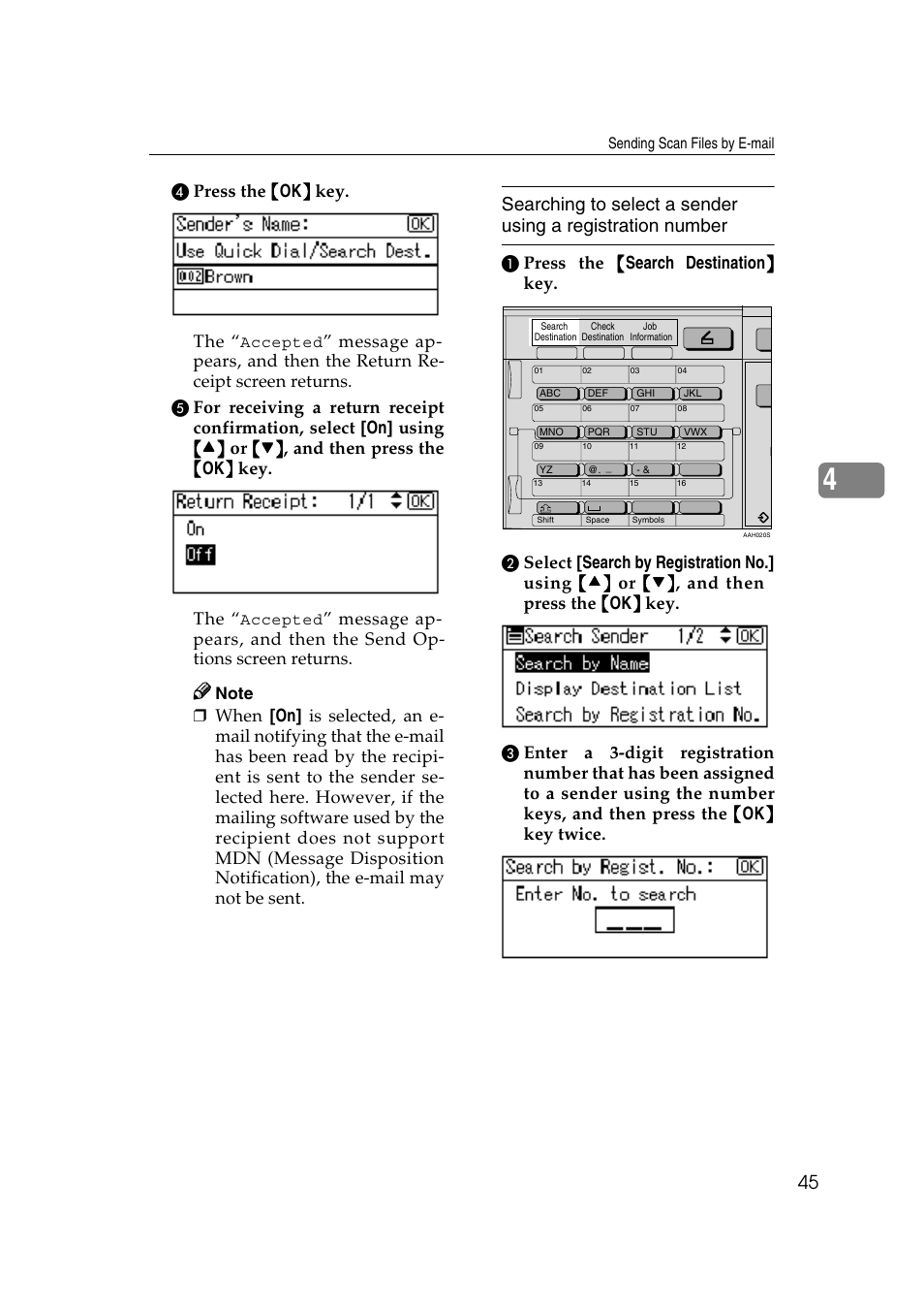 D press the {{{{ ok }}}} key. the | Ricoh Aficio 2018D User Manual | Page 261 / 814