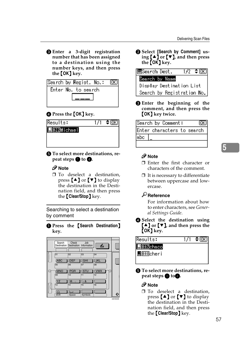 Searching to select a destination by comment | Ricoh Aficio 2018D User Manual | Page 273 / 814