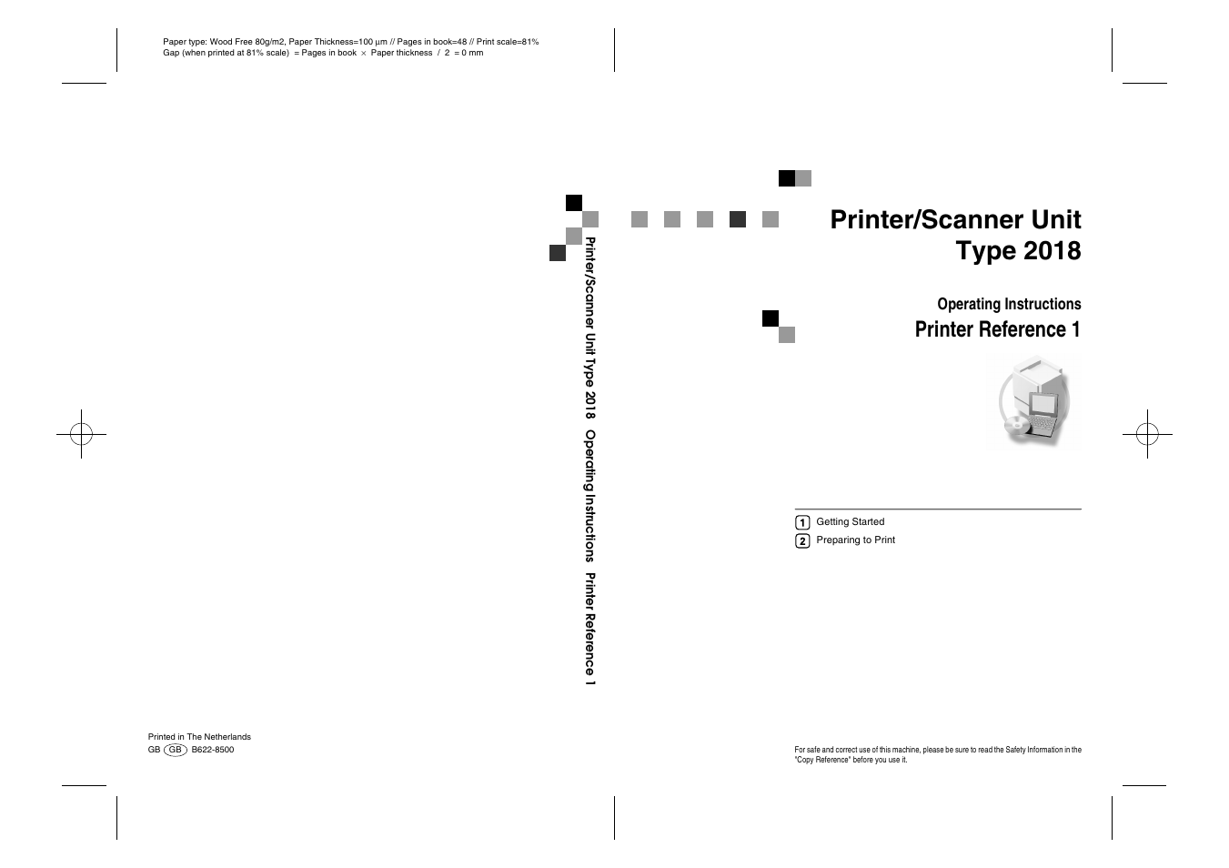 Printer reference 1, Printer/scanner unit type 2018, Operating instructions | Ricoh Aficio 2018D User Manual | Page 299 / 814