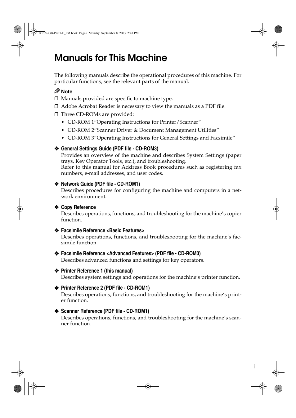 Manuals for this machine | Ricoh Aficio 2018D User Manual | Page 301 / 814