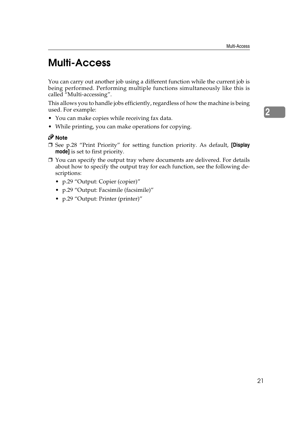 Multi-access, 2multi-access | Ricoh Aficio 2018D User Manual | Page 33 / 814