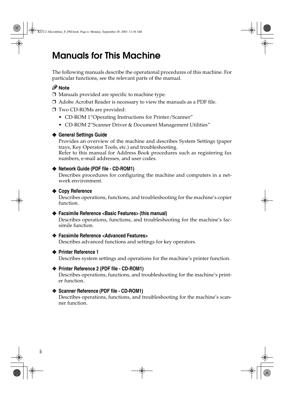 Manuals for this machine | Ricoh Aficio 2018D User Manual | Page 406 / 814