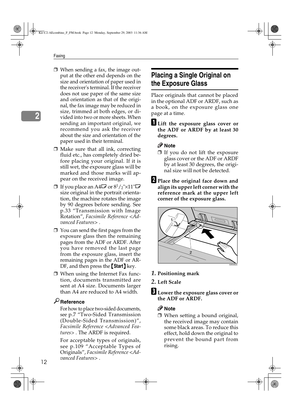 Placing a single original on the exposure glass | Ricoh Aficio 2018D User Manual | Page 422 / 814