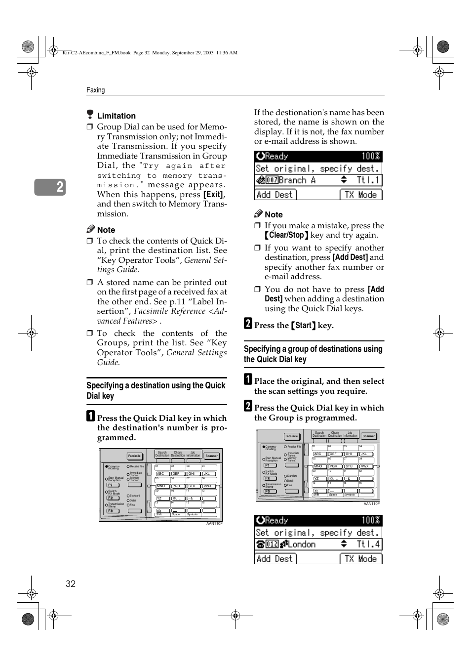 Limitation, Faxing | Ricoh Aficio 2018D User Manual | Page 442 / 814