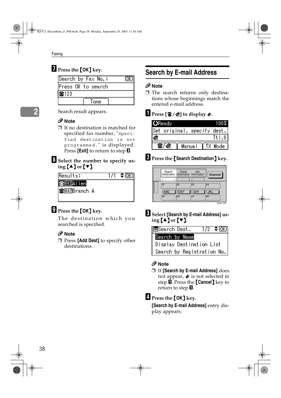 Search by e-mail address | Ricoh Aficio 2018D User Manual | Page 448 / 814