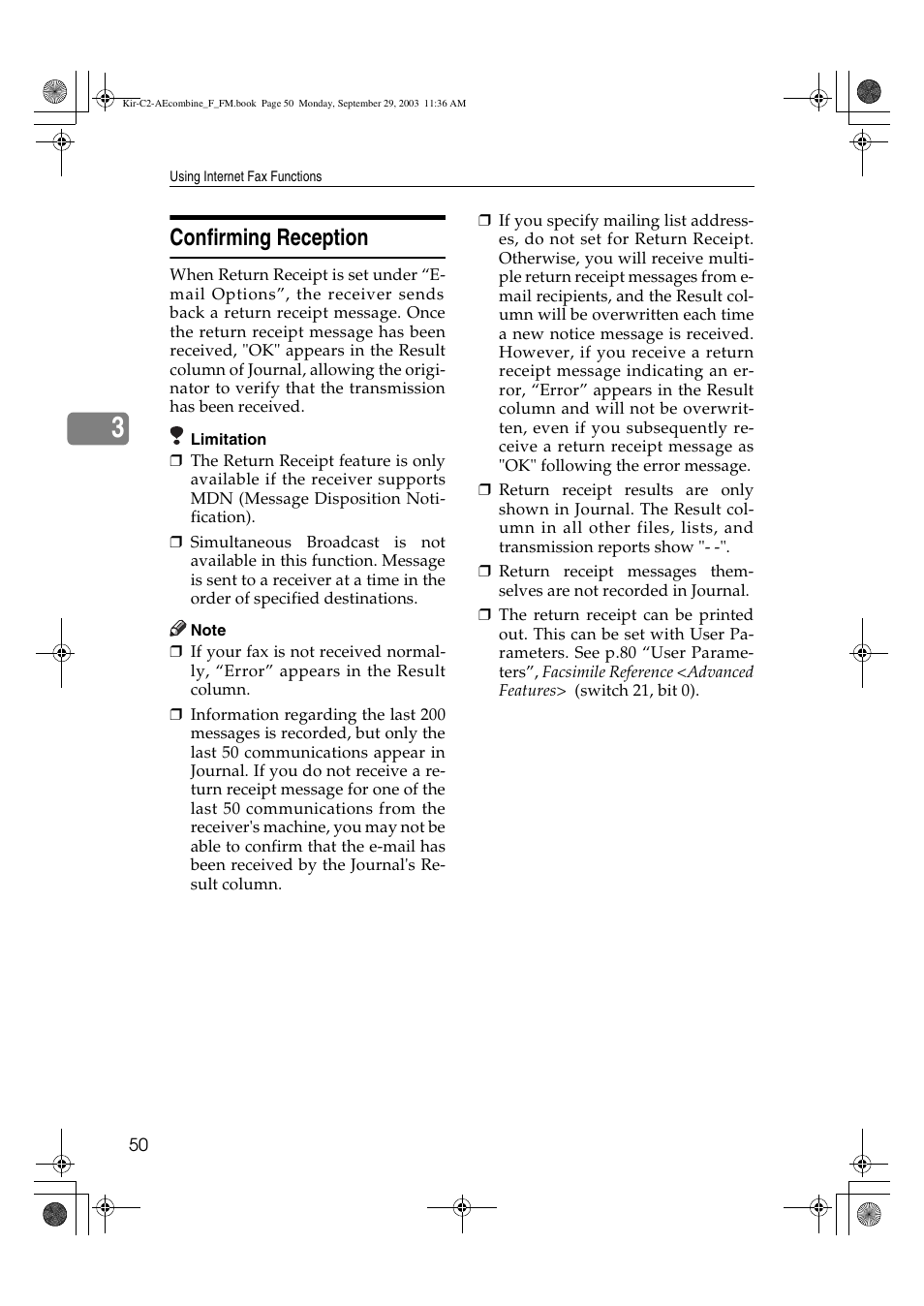 Confirming reception | Ricoh Aficio 2018D User Manual | Page 460 / 814