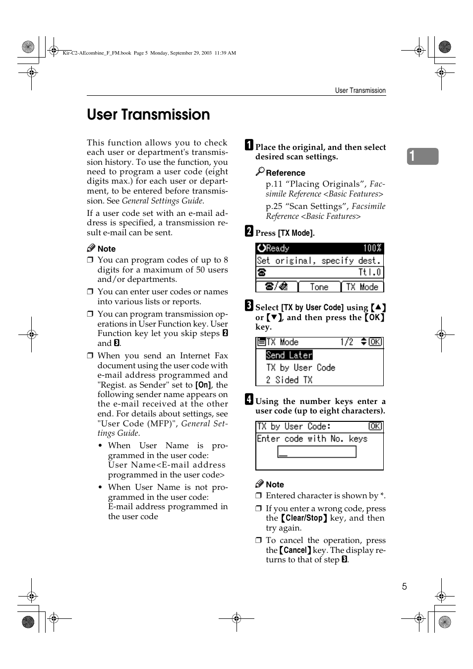 User transmission, 1user transmission | Ricoh Aficio 2018D User Manual | Page 499 / 814