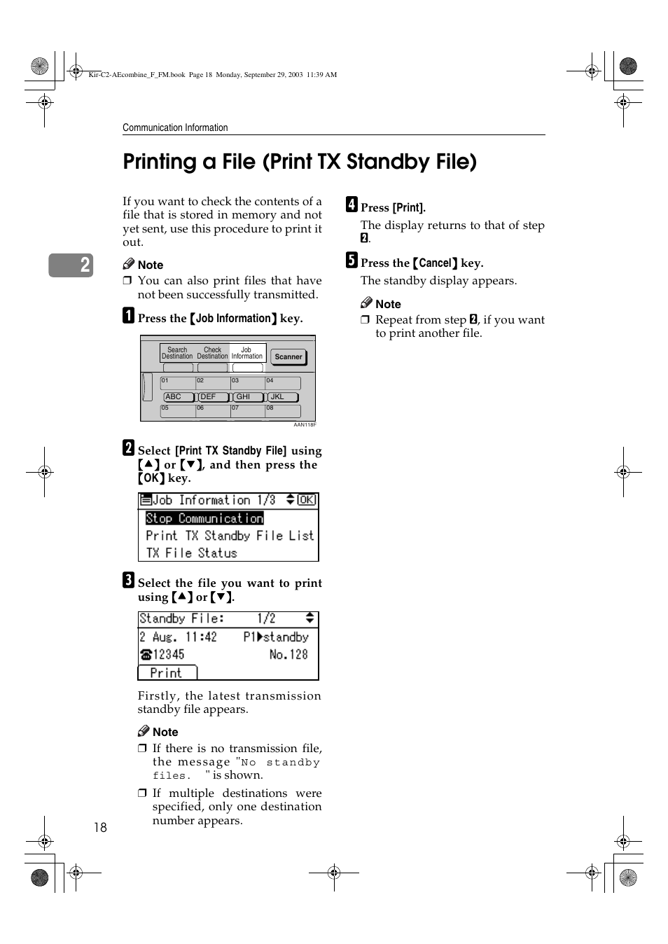 Printing a file (print tx standby file), 2printing a file (print tx standby file) | Ricoh Aficio 2018D User Manual | Page 512 / 814