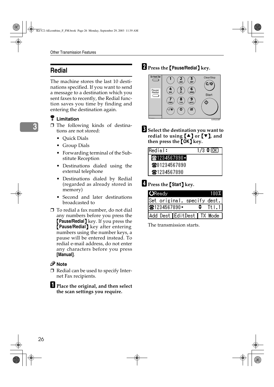 Redial | Ricoh Aficio 2018D User Manual | Page 520 / 814