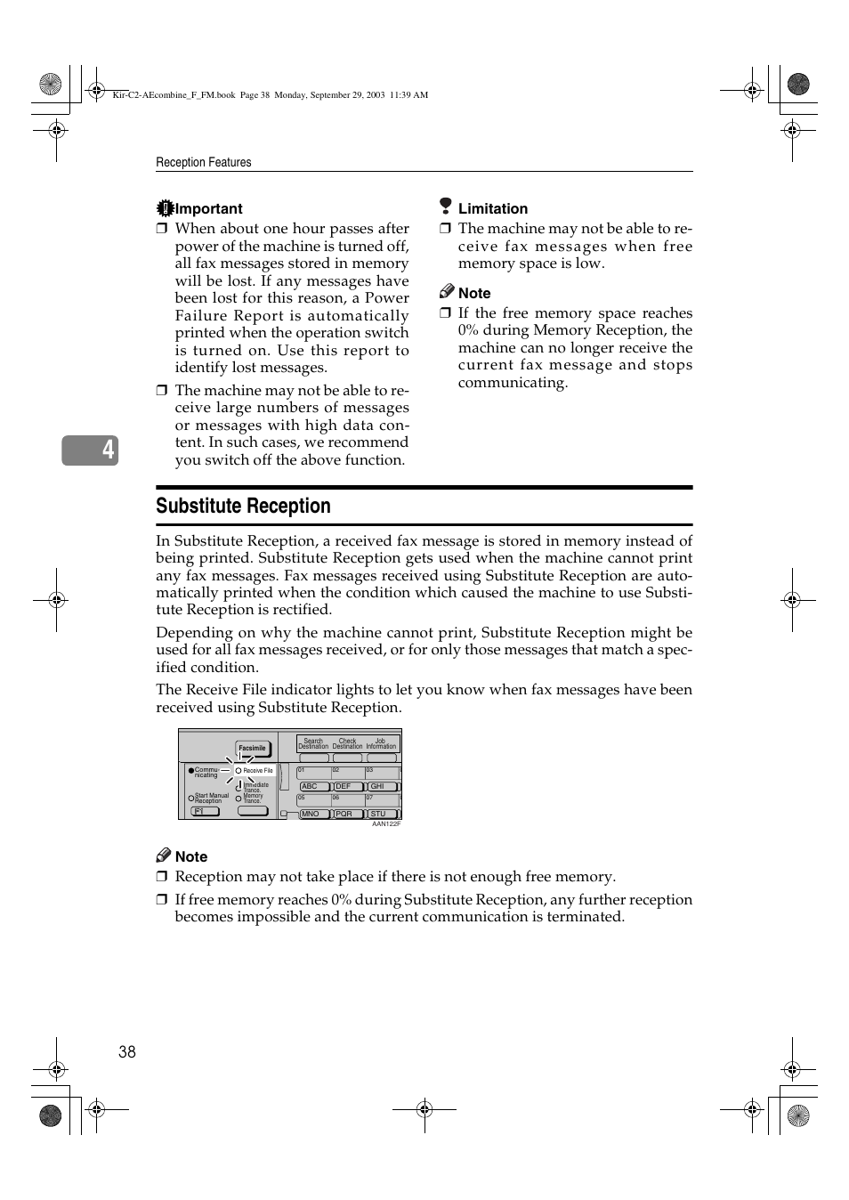 Substitute reception, Important, Limitation | Ricoh Aficio 2018D User Manual | Page 532 / 814