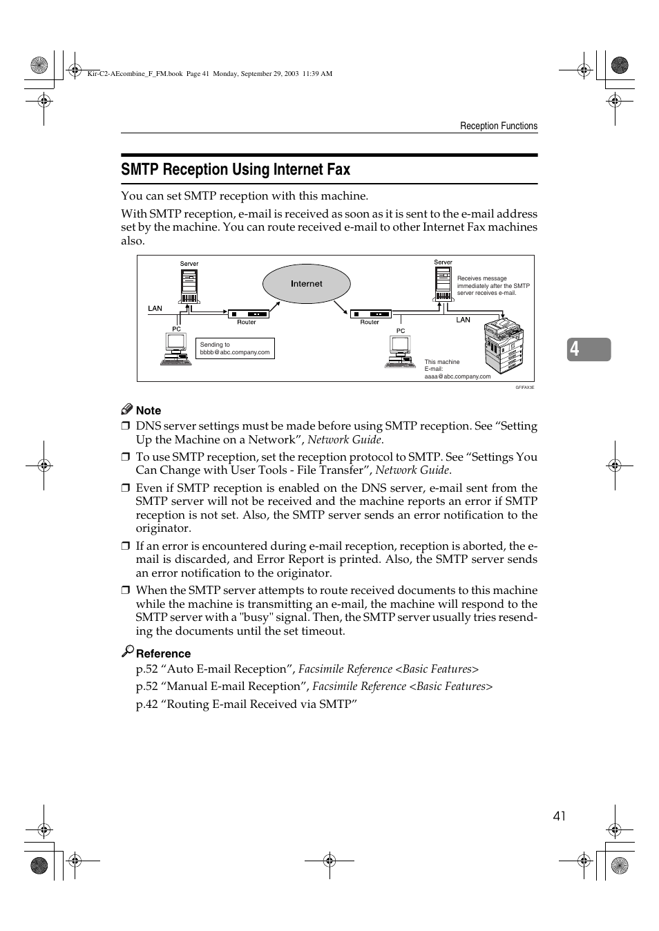 Smtp reception using internet fax | Ricoh Aficio 2018D User Manual | Page 535 / 814