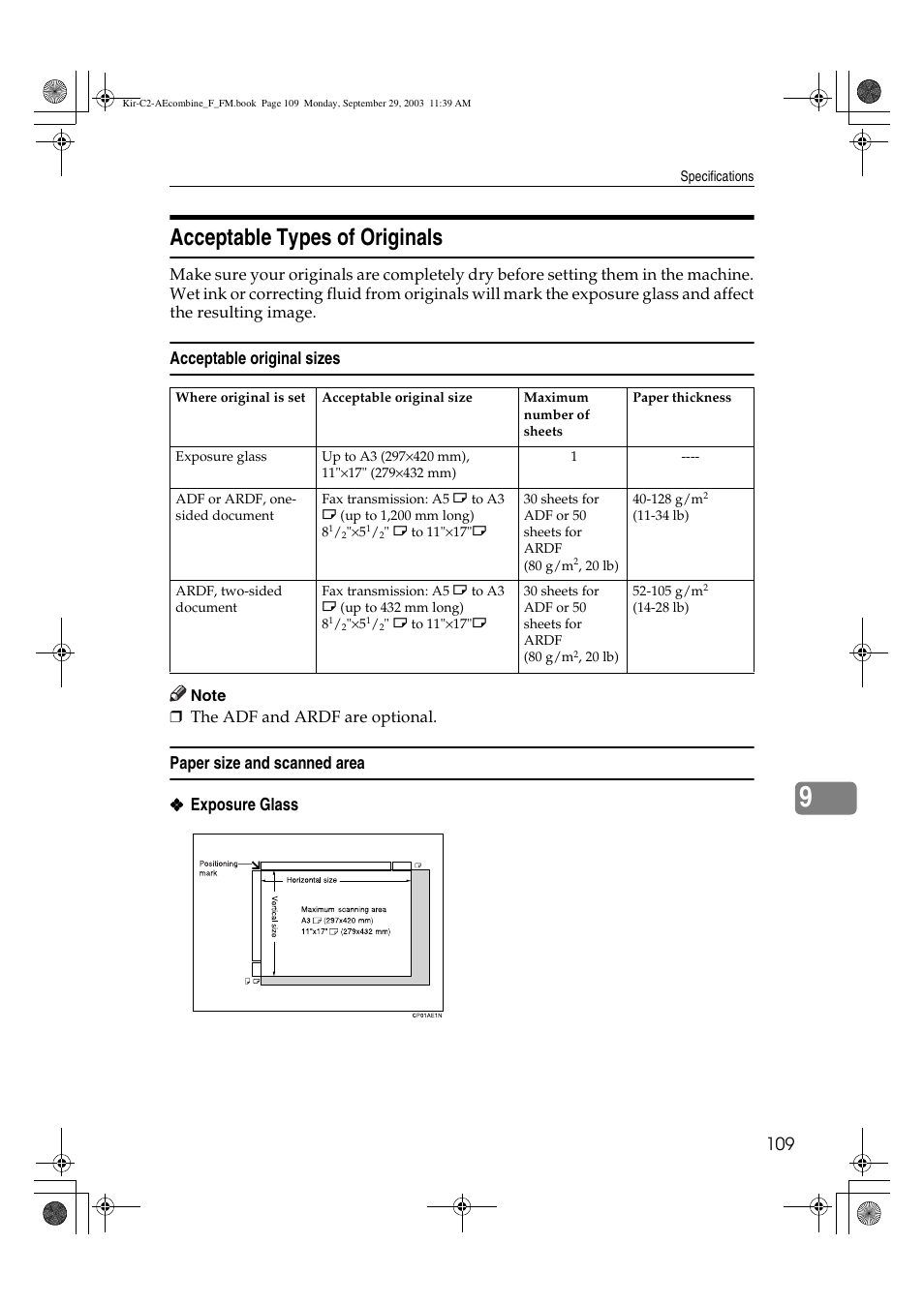 Acceptable types of originals | Ricoh Aficio 2018D User Manual | Page 603 / 814