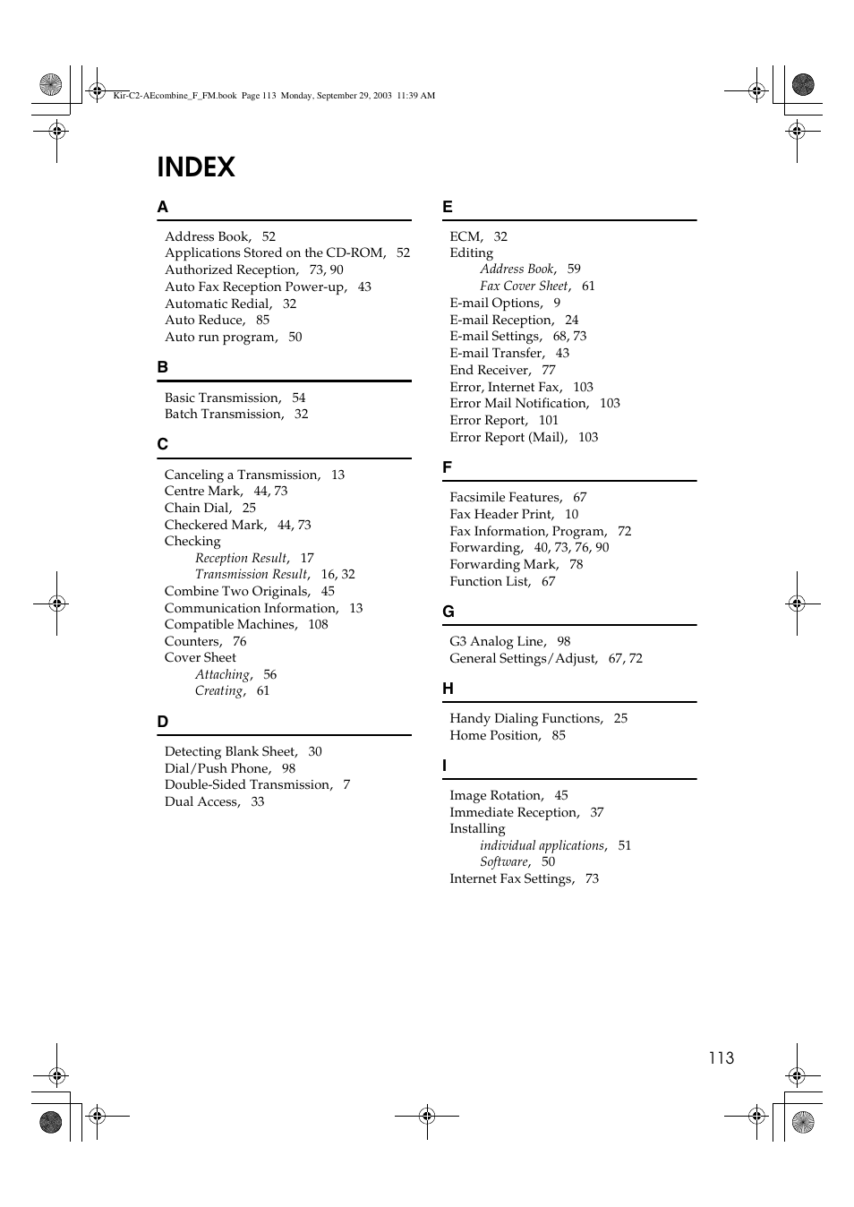 Index | Ricoh Aficio 2018D User Manual | Page 607 / 814