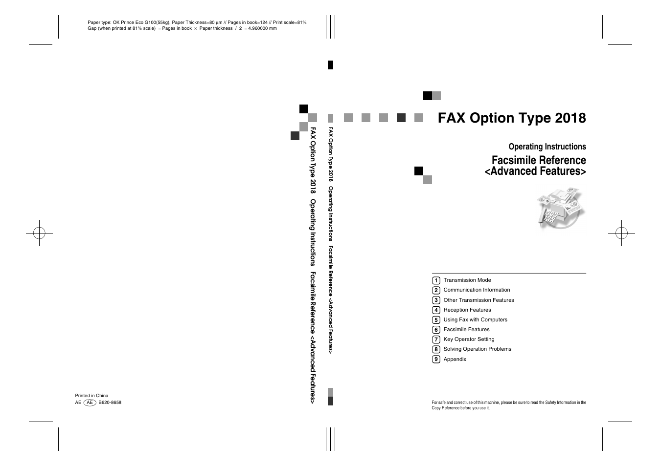 Fax option type 2018, Facsimile reference <advanced features, Operating instructions | Ricoh Aficio 2018D User Manual | Page 614 / 814