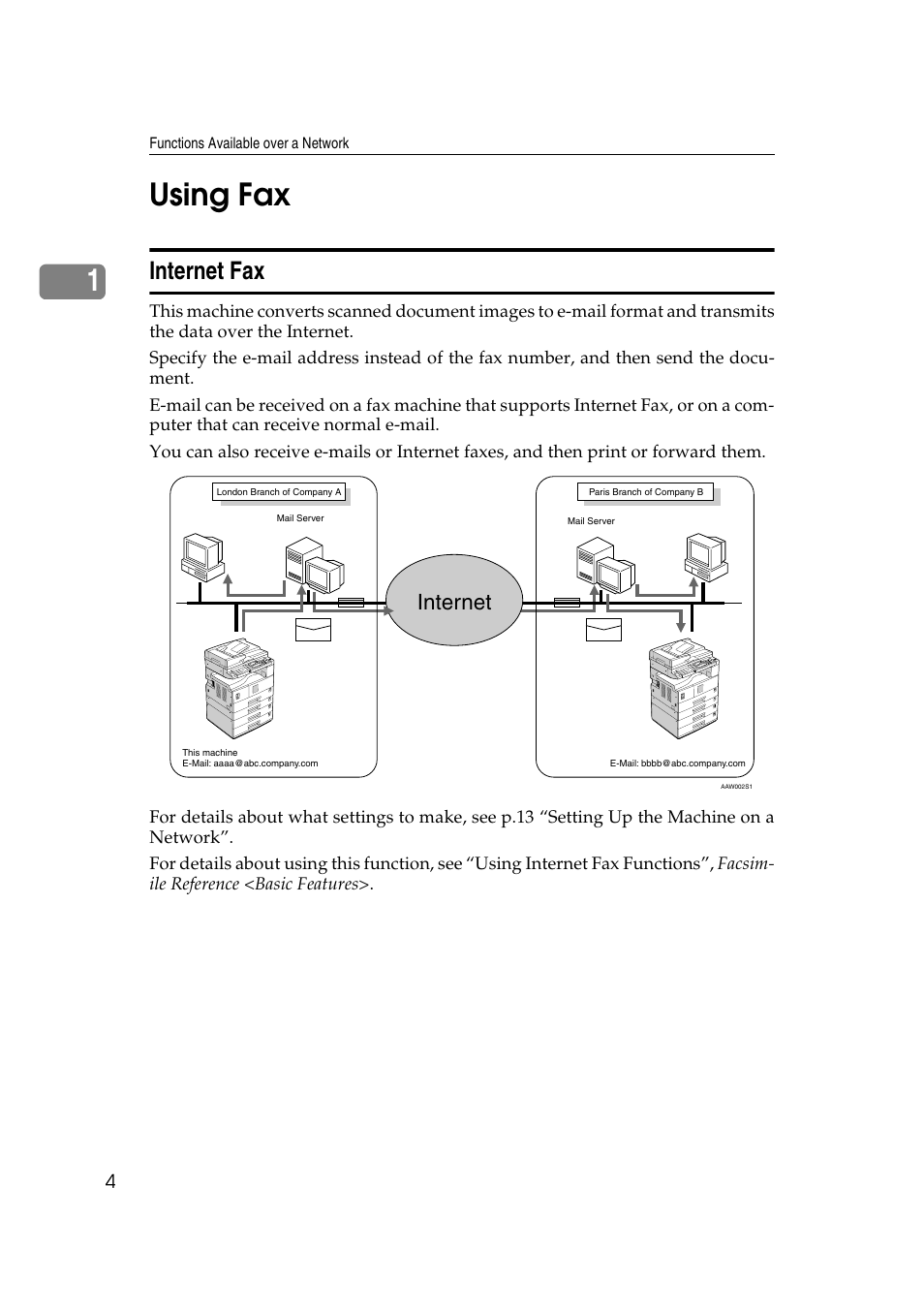 Using fax, Internet fax, 1using fax | Internet | Ricoh Aficio 2018D User Manual | Page 626 / 814