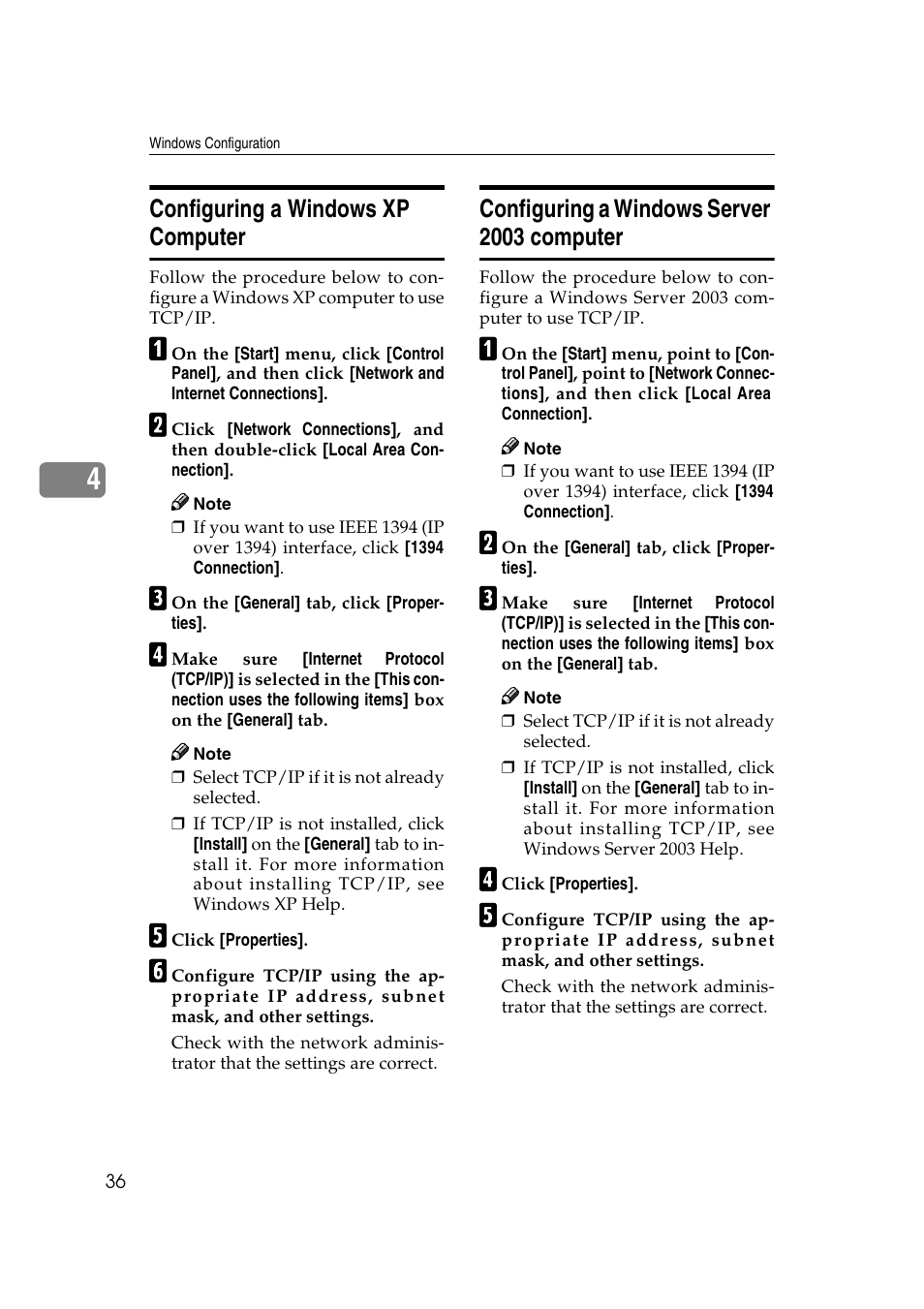 Configuring a windows xp computer, Configuring a windows server 2003 computer | Ricoh Aficio 2018D User Manual | Page 658 / 814