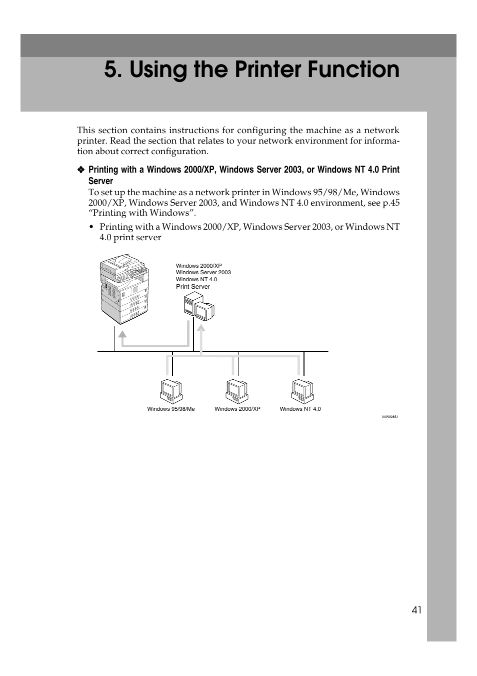  using the printer function, Ee p.41 “using the printer function, Using the printer function | Ricoh Aficio 2018D User Manual | Page 663 / 814