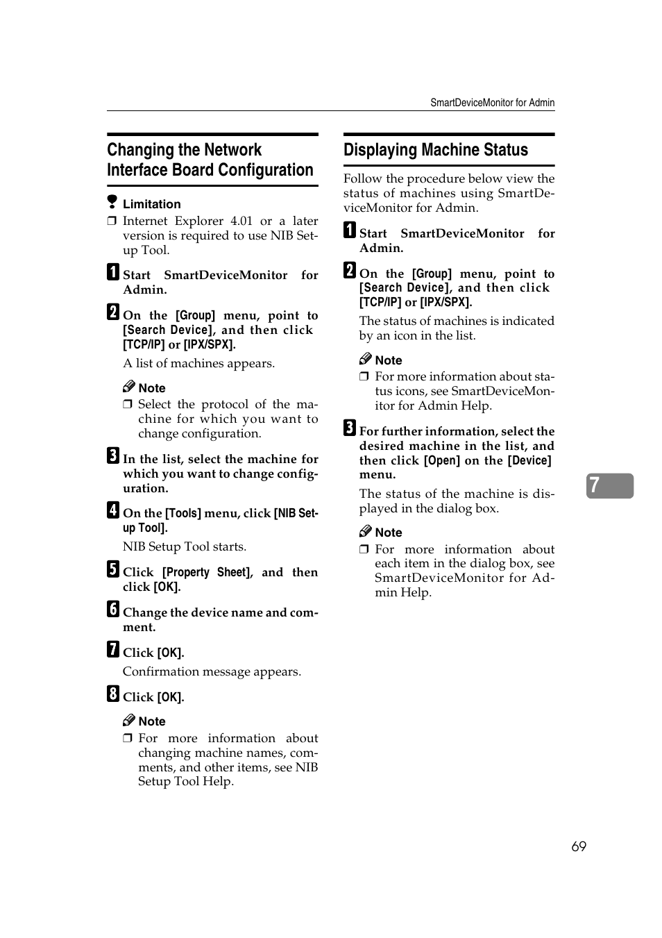 Changing the network interface board configuration, Displaying machine status | Ricoh Aficio 2018D User Manual | Page 691 / 814