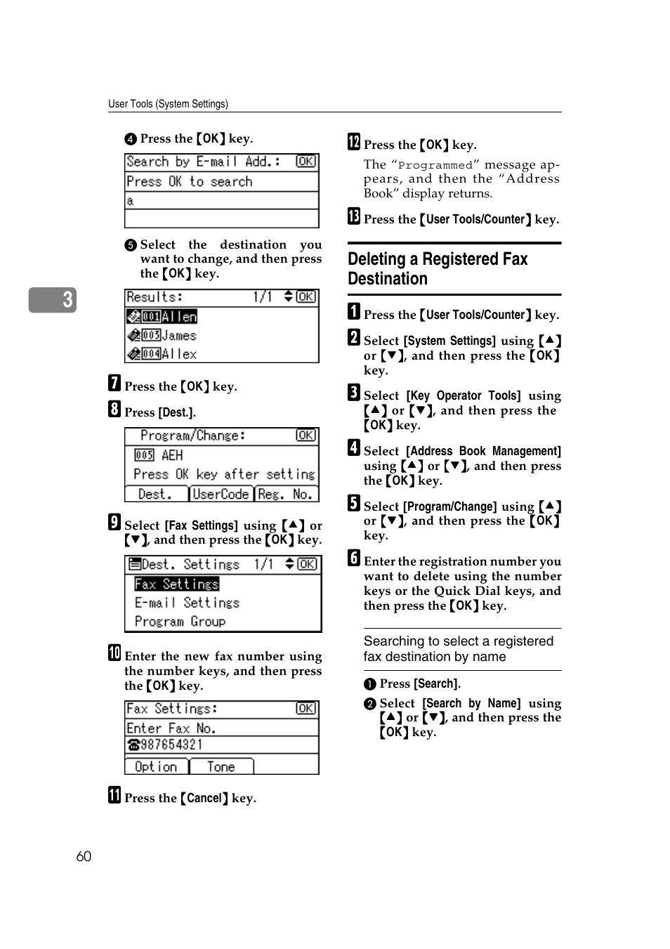 Deleting a registered fax destination | Ricoh Aficio 2018D User Manual | Page 72 / 814