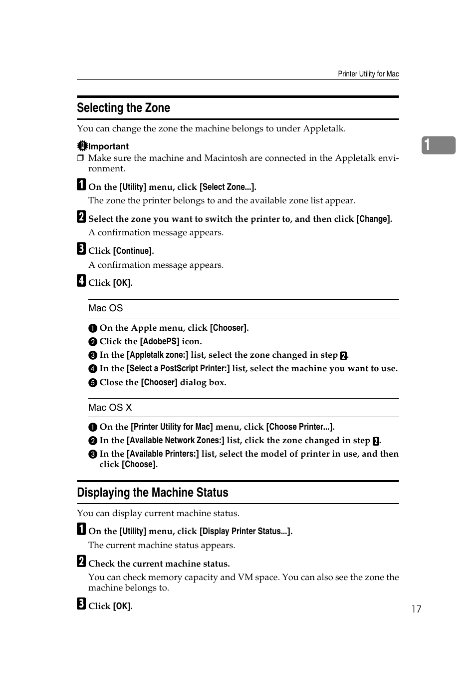 Selecting the zone, Displaying the machine status, Selecting the zone displaying the machine status | Etalk. see p.17 “selecting the zone, P.17 “displaying the machine sta- tus | Ricoh Aficio 2018D User Manual | Page 773 / 814