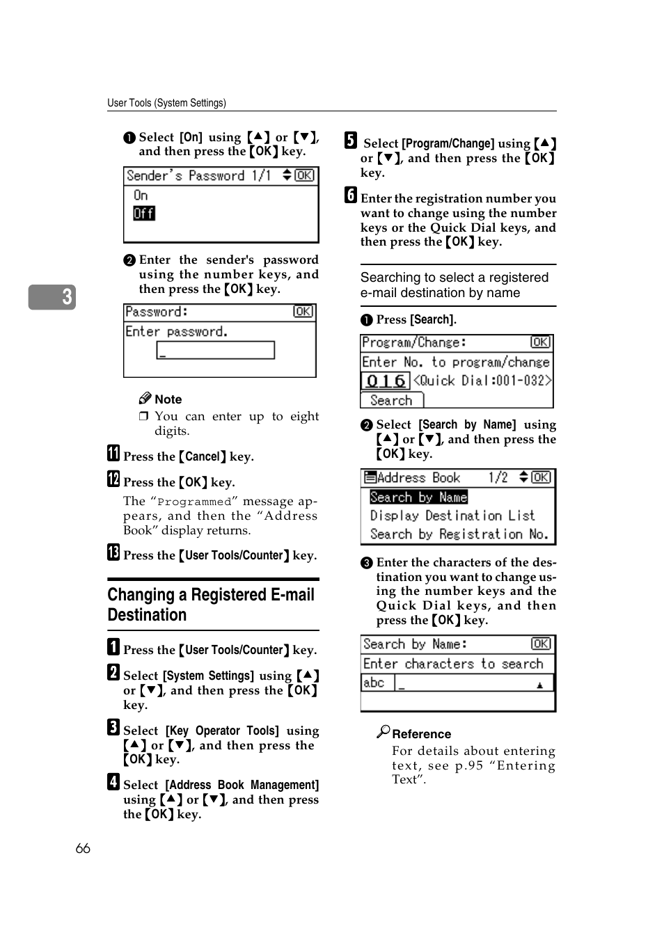 Changing a registered e-mail destination | Ricoh Aficio 2018D User Manual | Page 78 / 814