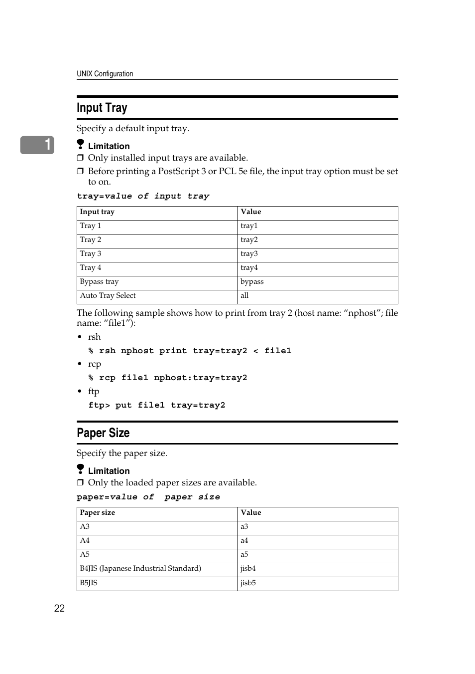 Input tray, Paper size | Ricoh Aficio 2018D User Manual | Page 804 / 814