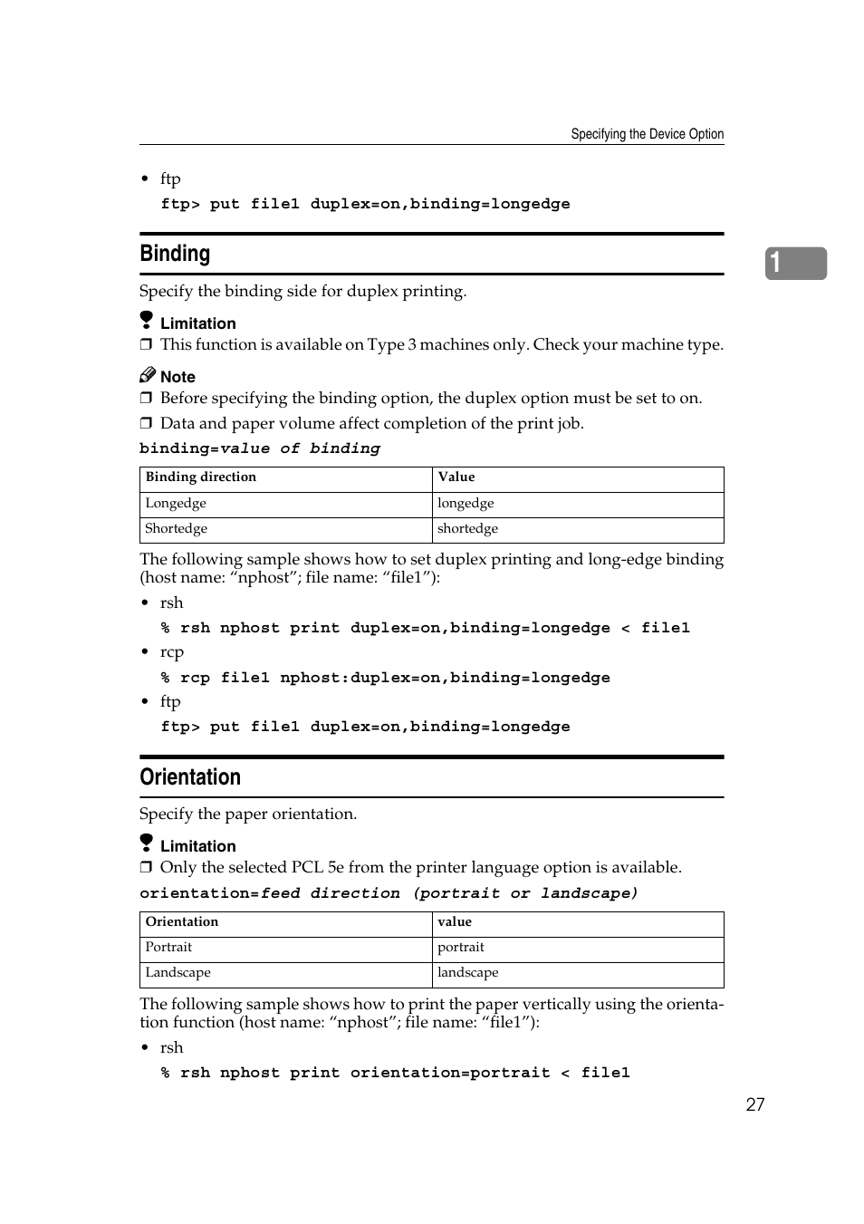 Binding, Orientation, Binding orientation | Ricoh Aficio 2018D User Manual | Page 809 / 814