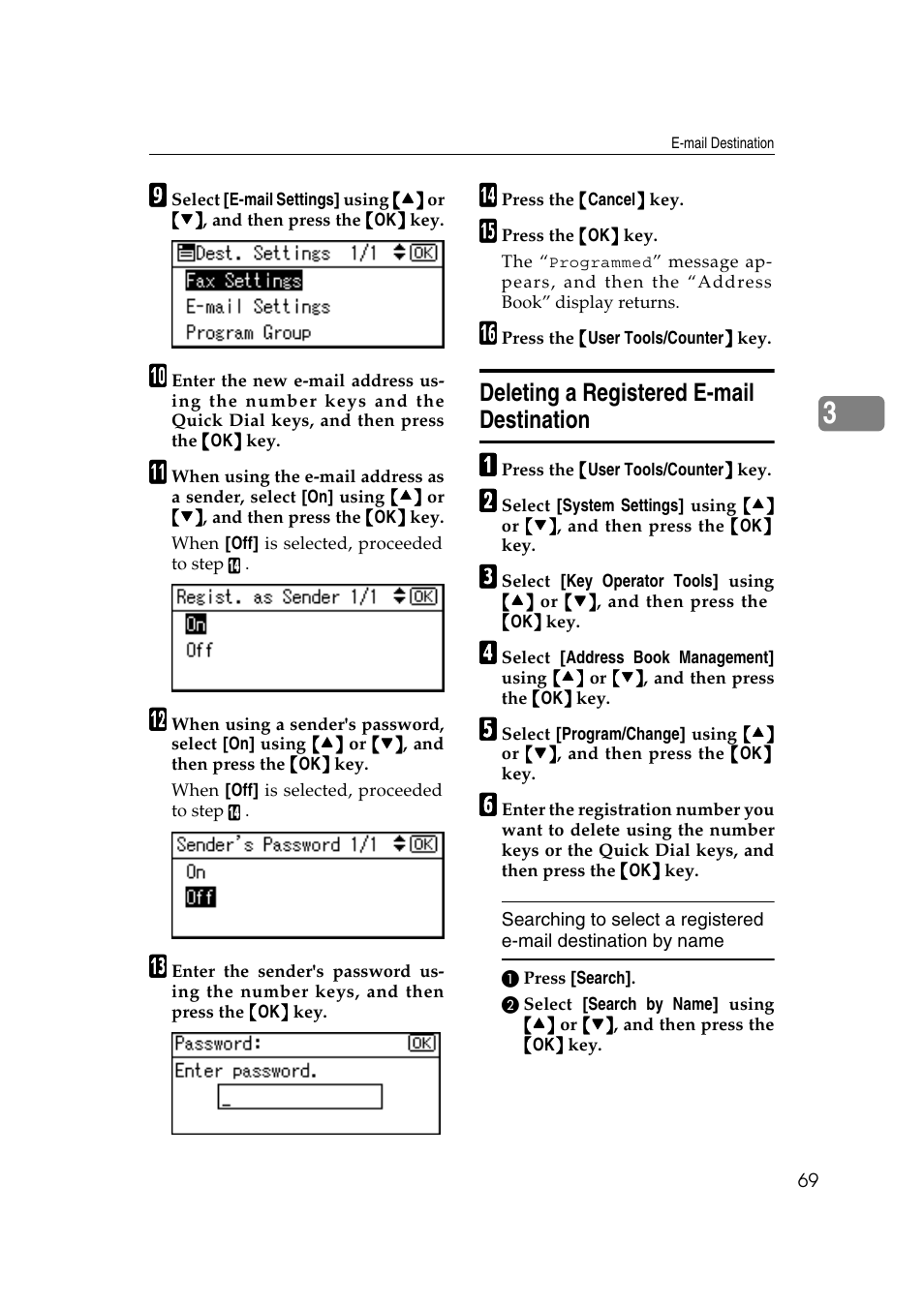 Deleting a registered e-mail destination | Ricoh Aficio 2018D User Manual | Page 81 / 814