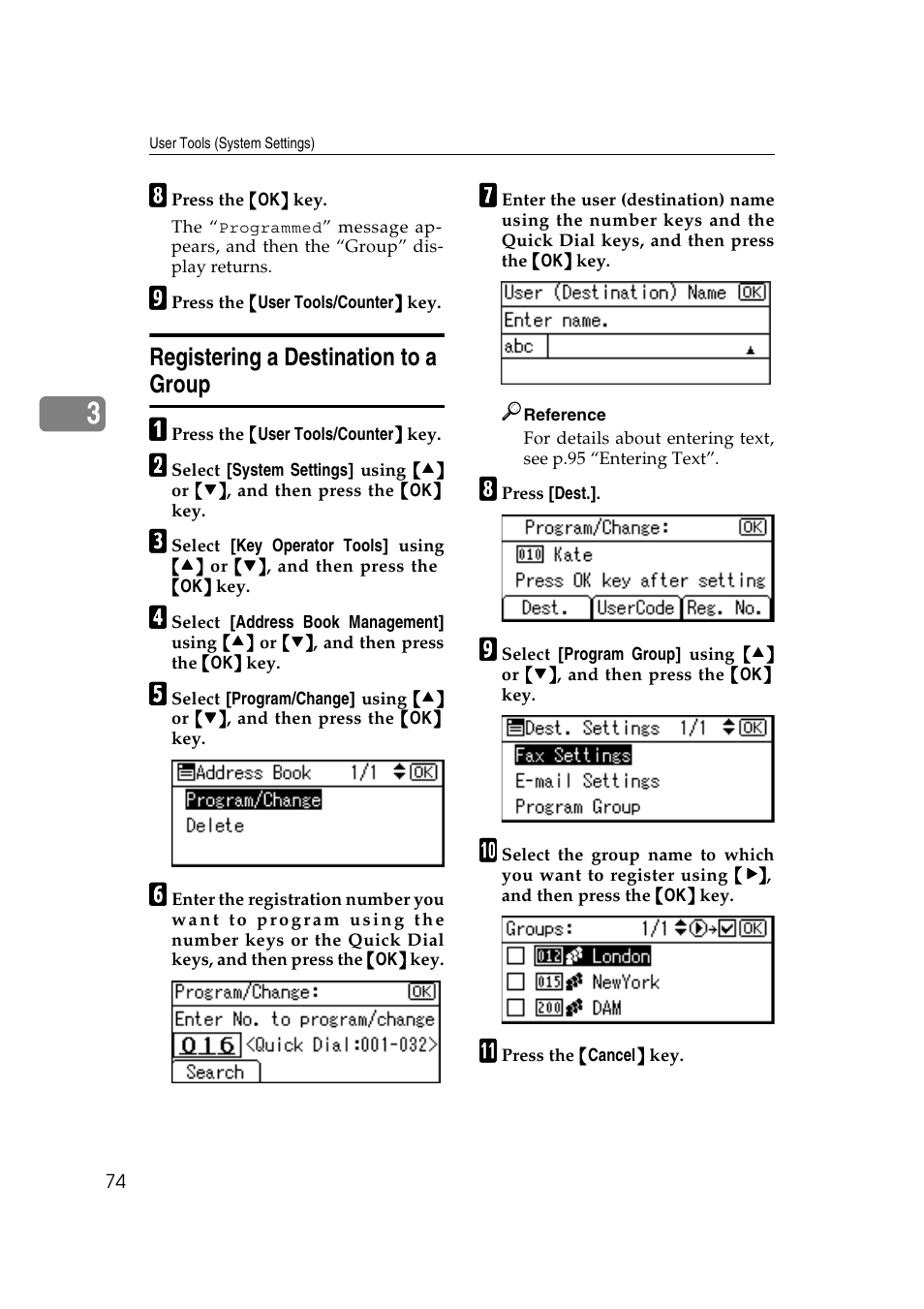 Registering a destination to a group | Ricoh Aficio 2018D User Manual | Page 86 / 814