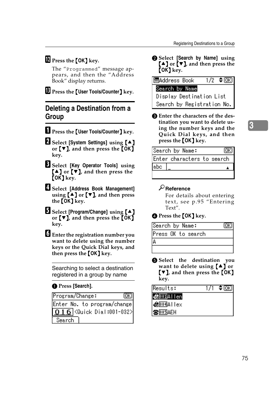 Deleting a destination from a group | Ricoh Aficio 2018D User Manual | Page 87 / 814