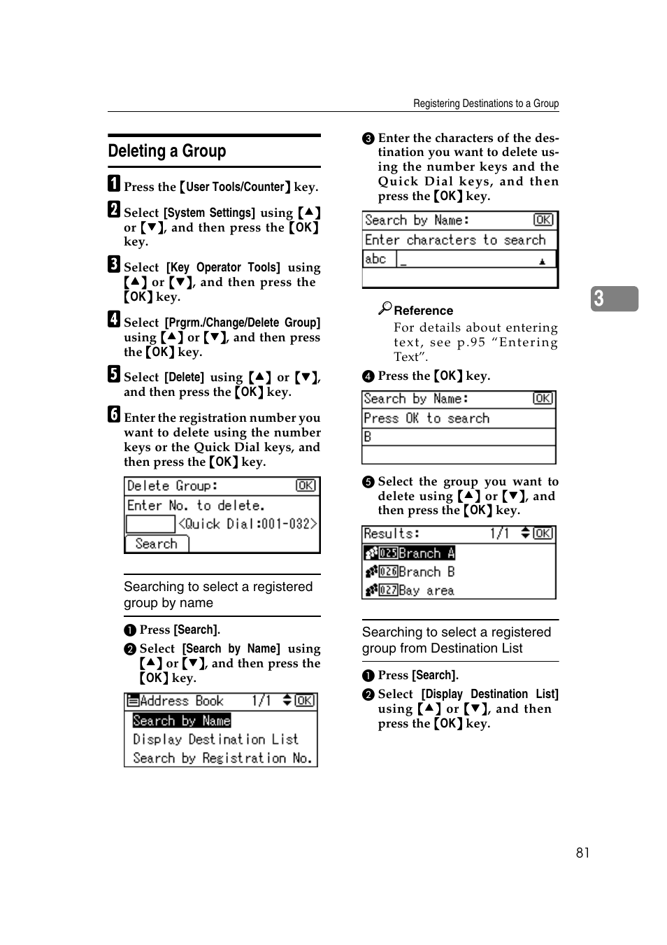 Deleting a group | Ricoh Aficio 2018D User Manual | Page 93 / 814