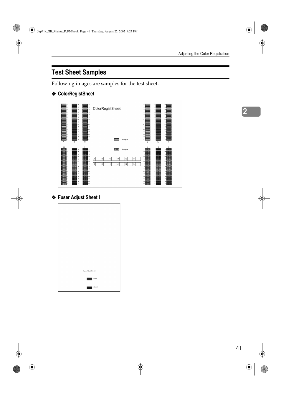 Test sheet samples | Ricoh AP3800C User Manual | Page 51 / 124