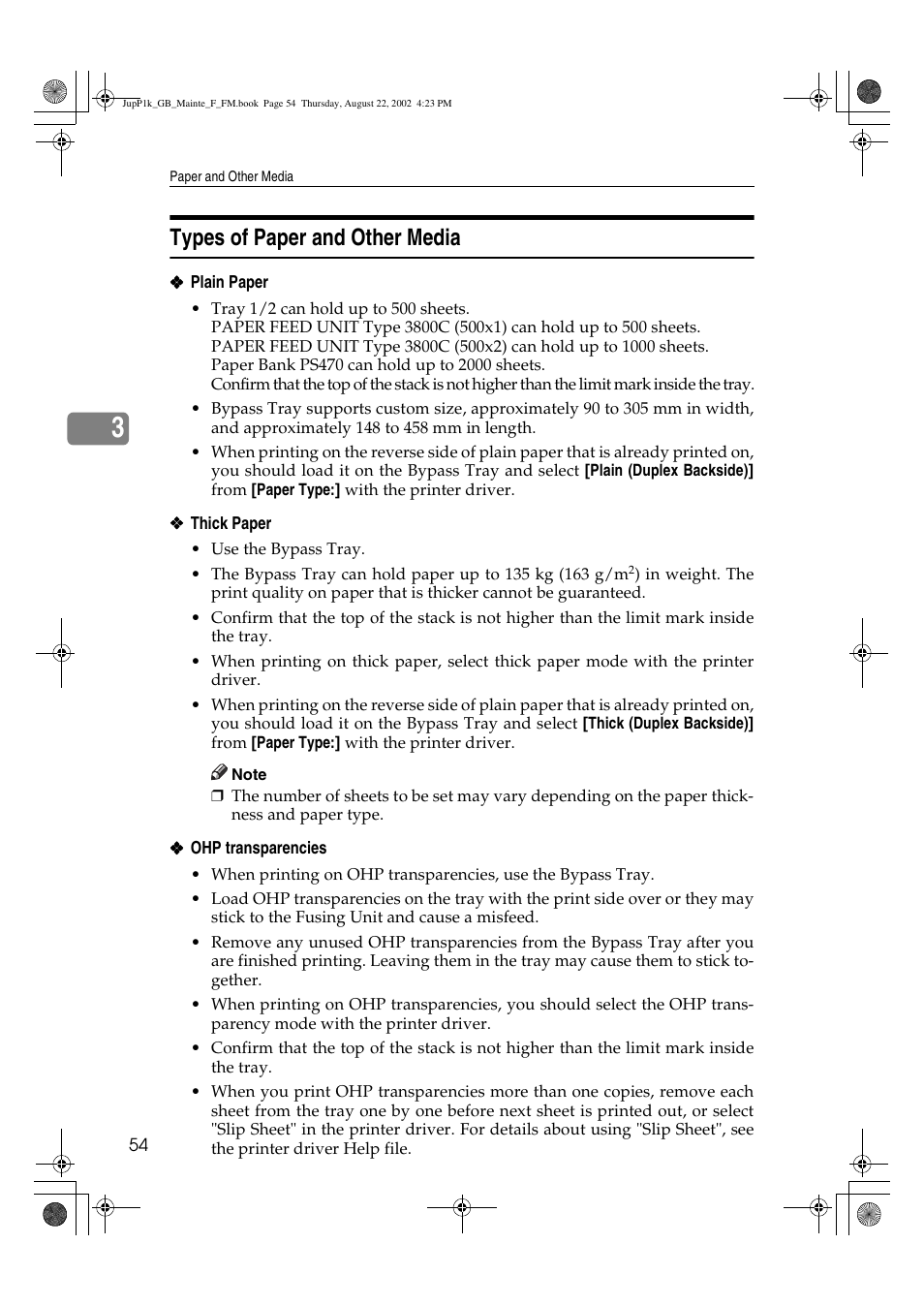 Types of paper and other media | Ricoh AP3800C User Manual | Page 64 / 124