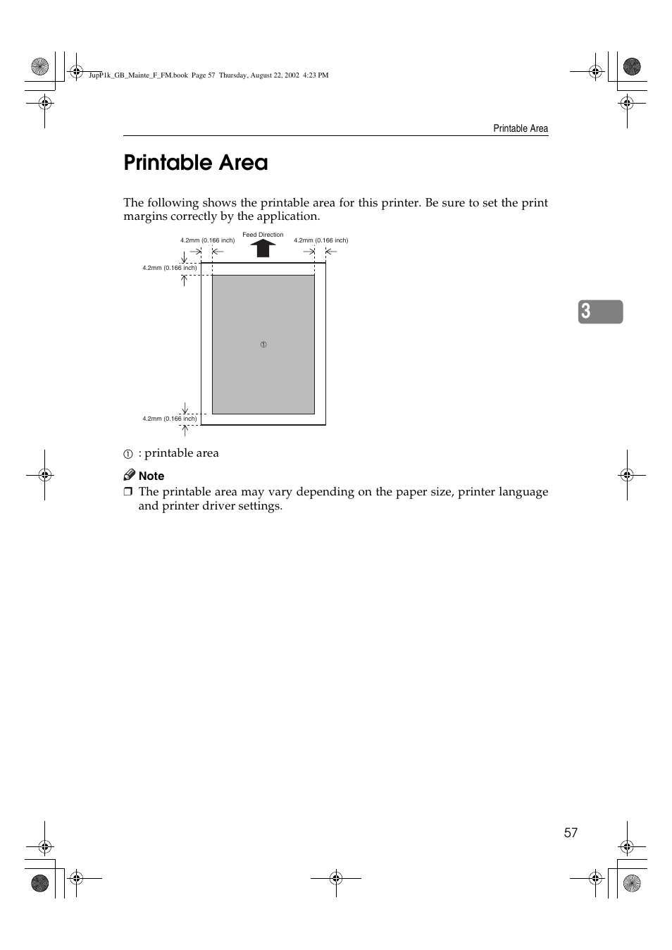 Printable area, 3printable area | Ricoh AP3800C User Manual | Page 67 / 124