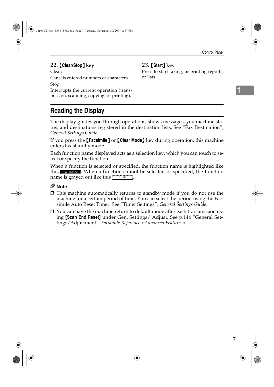 Reading the display | Ricoh 3245 User Manual | Page 15 / 108