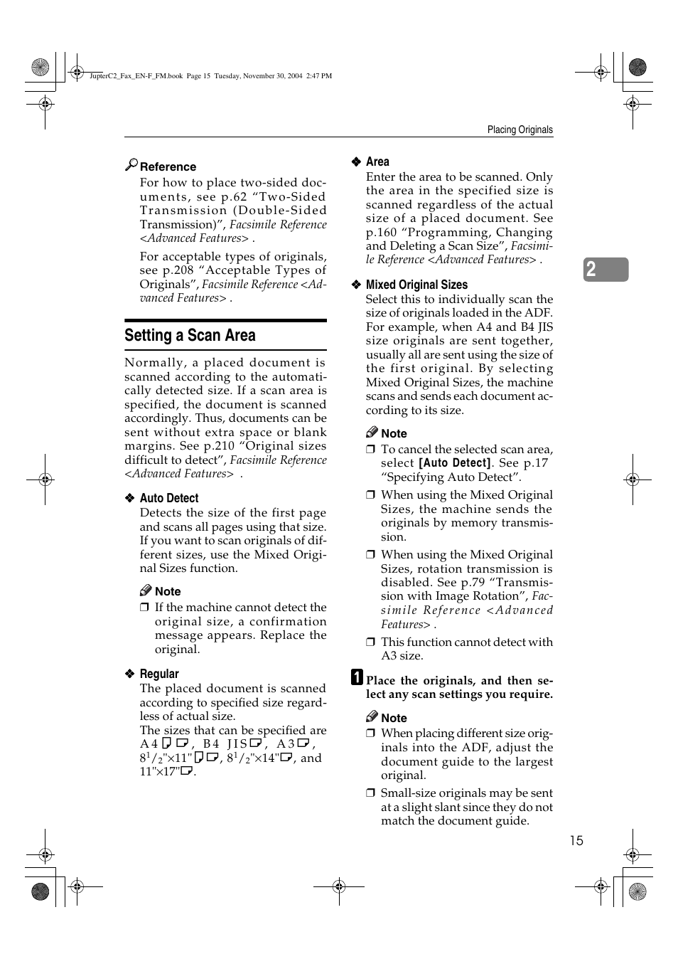 Setting a scan area | Ricoh 3245 User Manual | Page 23 / 108