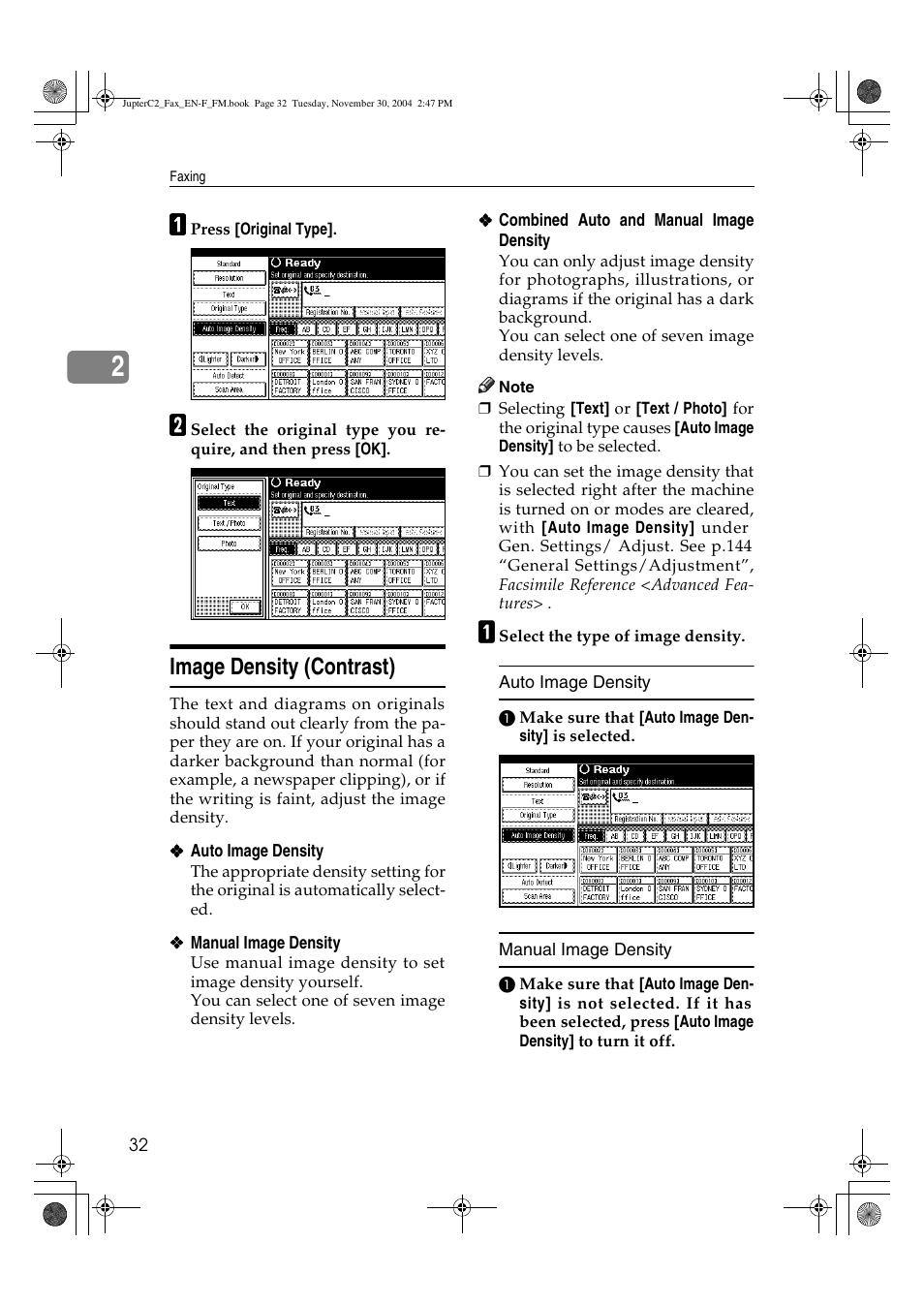 Image density (contrast) | Ricoh 3245 User Manual | Page 40 / 108