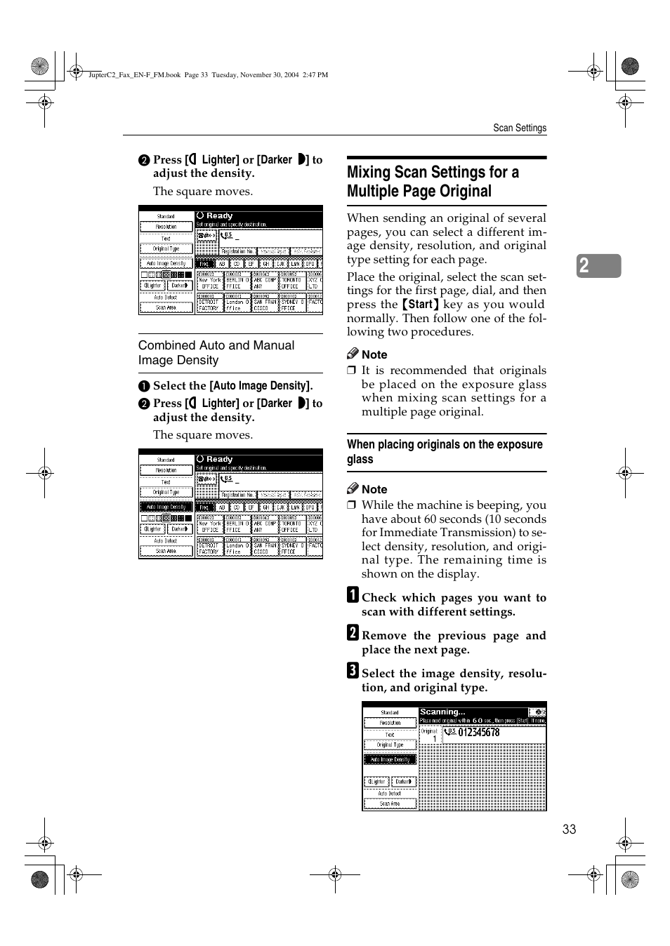 Mixing scan settings for a multiple page original | Ricoh 3245 User Manual | Page 41 / 108