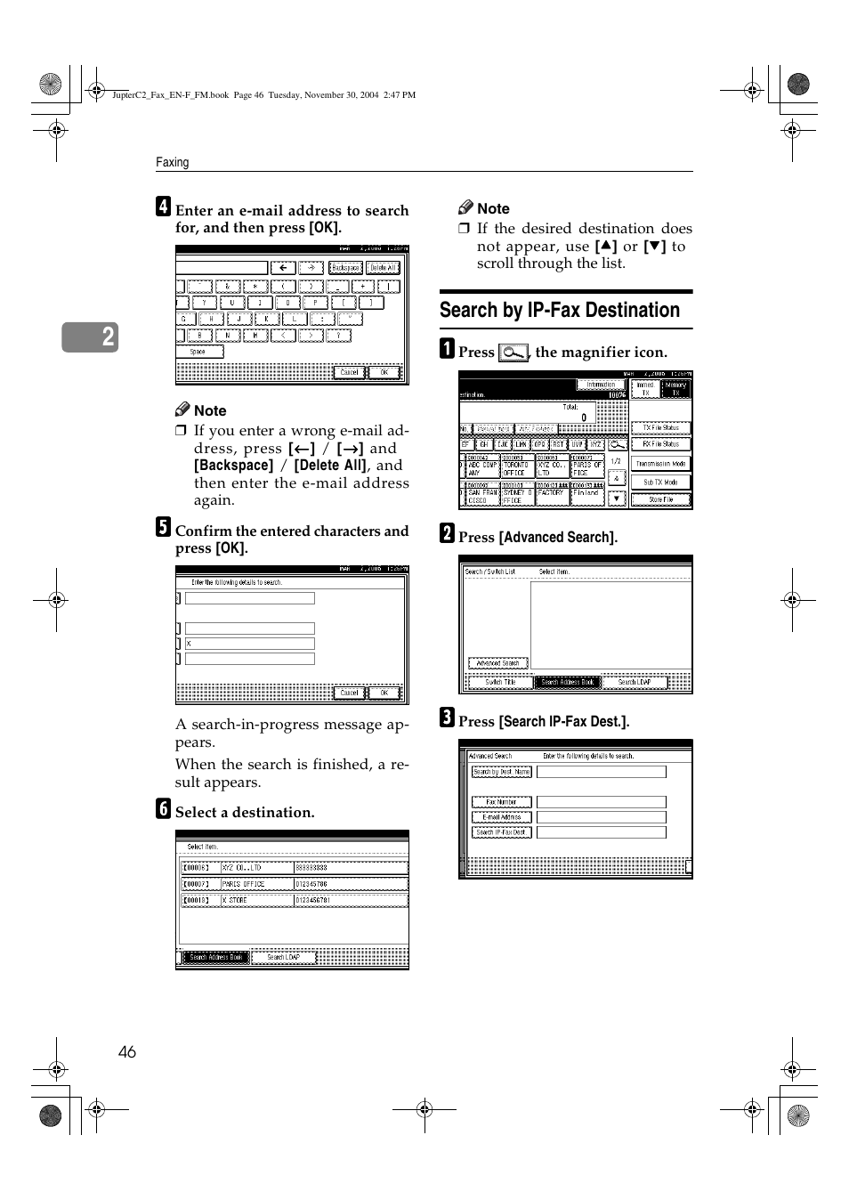 Search by ip-fax destination | Ricoh 3245 User Manual | Page 54 / 108