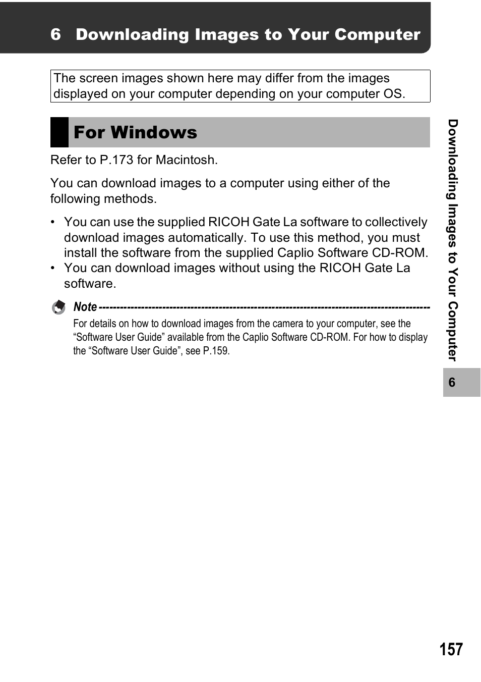 For windows, 6 downloading images to your computer | Ricoh Caplio R7 User Manual | Page 159 / 202