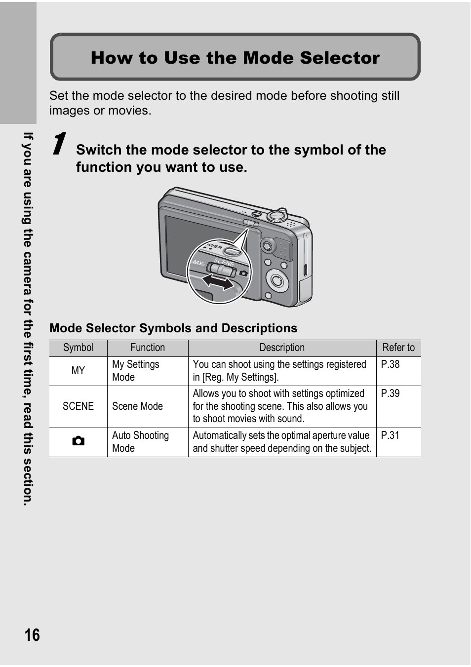 How to use the mode selector | Ricoh Caplio R7 User Manual | Page 18 / 202