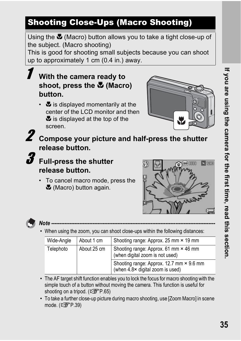 Shooting close-ups (macro shooting) | Ricoh Caplio R7 User Manual | Page 37 / 202